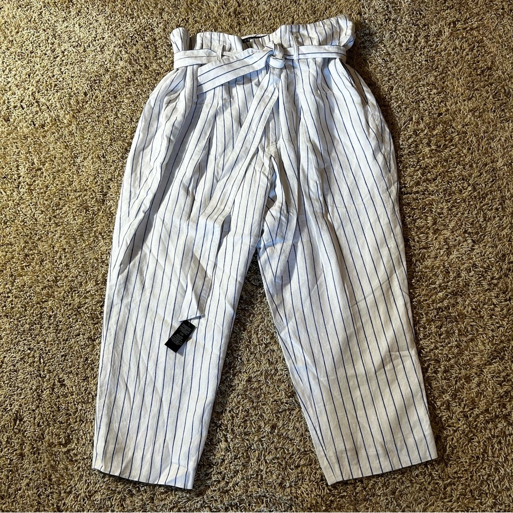 Lauren Ralph Lauren- Women’s Fully Lined Linen Pinstripe Cropped Pants -Size 16W